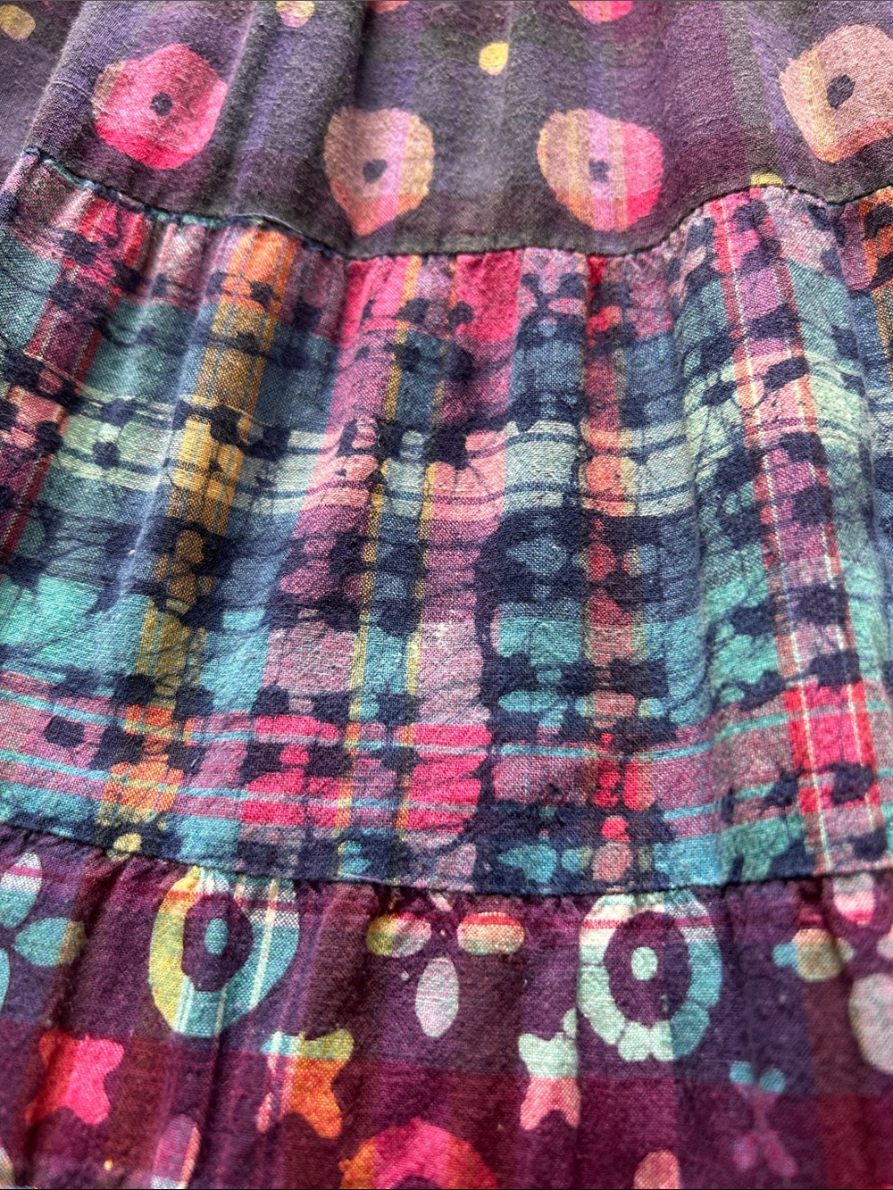 Carol Little Vintage Boho Gypsy Fairy Art Teacher Tiered Maxi Skirt Purple 8 - Picture 4 of 5